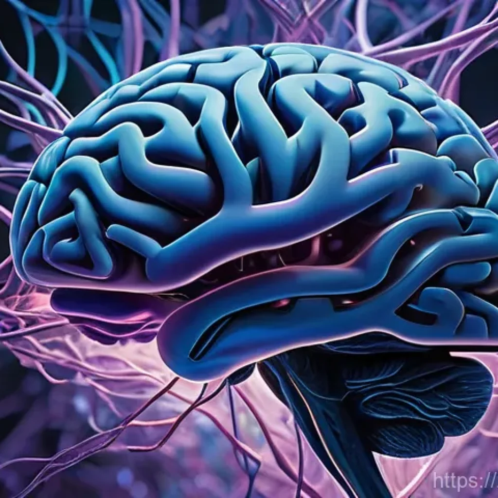 알츠하이머병 기전 - **Prompt:** A conceptual, abstract illustration of a human brain, rendered with a translucent qualit...