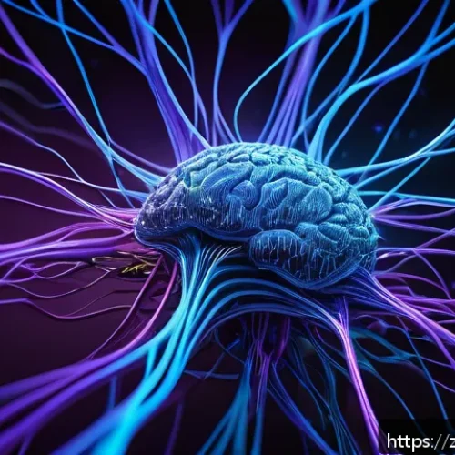 인지과학과 신경망 - A highly detailed futuristic neural network visualization inspired by brain-inspired design, showing...